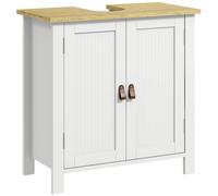 kleankin Mobile Sotto Lavabo per Bagno, 2 Ante, Ripiano Regolabile, Bianco