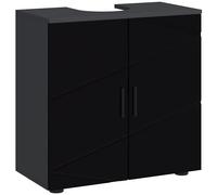 kleankin Mobiletto Bagno Sottolavabo con Armadietto 2 Ante, Mobile Sottolavadino a Piedistallo in Legno con Mensola Regolabile, 60x30x60cm, Nero