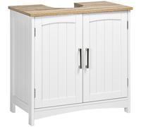 kleankin Mobile Sottolavabo Bagno con 2 Ante e Ripiano Regolabile Bianco e Legno