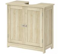 kleankin Mobile Sottolavabo Bagno Mensola Regolabile e 2 Ante in MDF Rovere