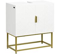 kleankin Mobile Sottolavabo con Armadietto a 2 Ante 60x30x65cm Bianco Oro