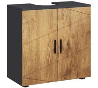 kleankin Mobile Sottolavabo per Bagno 2 Ante Soft Close 60x30x60cm Rovere