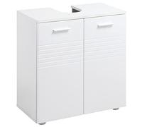 kleankin Mobile Sottolavabo per Bagno a 2 Ante, Armadietto Salvaspazio per Lavandino in Legno con Mensola Regolabile, Bianco Lucido