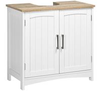 kleankin Mobile Sottolavabo per Bagno con 2 Ante e Ripiano Regolabile, Mobiletto Sottolavabo Salvaspazio con Intaglio a U, per Lavabi con e Senza Piedistallo, 60x33x60cm, Legno e Bianco