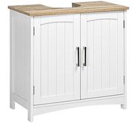 kleankin Mobile Sottolavabo per Bagno con 2 Ante e Ripiano Regolabile, Mobiletto Sottolavabo Salvaspazio con Intaglio a U, per Lavabi con e Senza Piedistallo, 60x33x60cm, Legno e Bianco