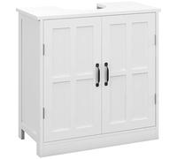 kleankin Mobile Sottolavabo per Bagno con 2 Ante e Scaffale Regolabile, Mobiletto Sottolavabo con Intaglio a U, Mobile Bagno Moderno e Salvaspazio, Adatto a Lavabi con o senza Colonna, Bianco