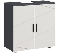 kleankin Mobile Sottolavabo per Bagno con Armadietto 2 Ante Grigio Chiaro | Mobiletto Sottolavabo, Intaglio a U, Ante Soft Close, Mensola Regolabile, per Lavabi con o Senza Colonna