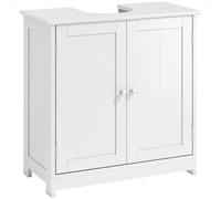 kleankin Mobile Sottolavabo per Bagno con Ripiano Regolabile, Mobiletto Sottolavabo con Intaglio a U, Mobile Bagno Moderno e Salvaspazio, Adatto a Lavabi a o senza Colonna, 60x30x60 cm, Bianco