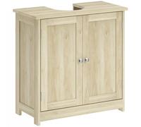 kleankin Mobile Sottolavabo per Bagno con Ripiano Regolabile, Mobiletto Sottolavabo con Intaglio a U, Mobile Bagno Moderno e Salvaspazio, Adatto a Lavabi a o senza Colonna, 60x30x60 cm, Rovere