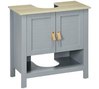 kleankin Mobile sottolavello compatto con 2 ante e ripiano interno regolabile Mobile da bagno 60x30x60 cm Grigio