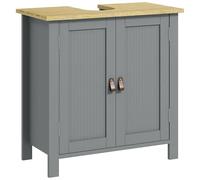 kleankin Mobile sottolavello, mobile da bagno sotto lavabo, 2 ante, ripiano regolabile, 2 ripiani interni, maniglie in PU, 60 x 30 x 60 cm, grigio