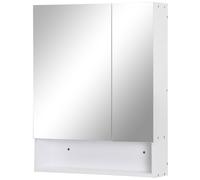 kleankin Armadietto a Specchio Rettangolare Montato a Parete con Credenze e Ripiano Regolabile, in MDF e Vetro, 60x15x75cm, Bianco