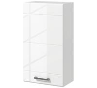 kleankin Mobiletto Bagno in MDF a 3 Ripiani con Ripiano Superiore Regolabile, Armadietto Bagno con Montaggio a Parete, 37x22.5x70 cm, Bianco Lucido