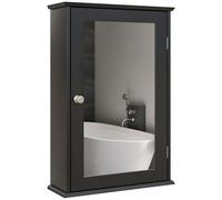 kleankin Mobiletto Bagno Armadietto Pensile con Specchio 41x14x60cm Nero