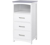 kleankin Mobiletto Bagno con 3 Cassetti e Ripiano Aperto in MDF Bianco