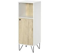 kleankin Mobiletto Bagno in Legno con Ripiano e Armadietto con Anta 31.5x30x91cm