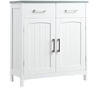 kleankin Mobiletto Bagno Salvaspazio, Mobile Bagno con 2 Ante, 2 Cassetti e Ripiano Regolabile in MDF, 68x33x76cm, Bianco
