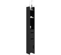 kleankin Mobiletto Bagno Salvaspazio a Colonna con 3 Mensole e 3 Armadietti, Colonna Bagno in Legno per Salotto, Soggiorno, Cucina, 15x17x120 cm, Nero