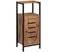 kleankin Mobiletto da bagno su gambe, 37x30x85cm, Marrone Rustico | Anta a doghe, mobile per WC, unità di stoccaggio, telaio in acciaio, nicchia aperta, ripiano regolabile