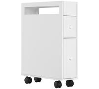 kleankin Mobiletto Salvaspazio Bagno con 4 Ruote, 16x49.5x66cm, Bianco