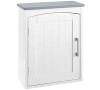 kleankin Pensile Bagno 1 Anta con Mensola Regolabile 41x18.5x52cm Bianco Grigio