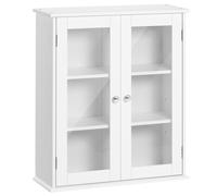 kleankin Pensile Bagno a 2 Ante in Legno e Vetro con Ripiano Regolabile Bianco