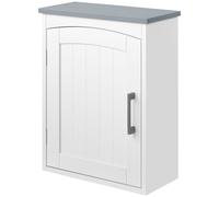kleankin Mobile Bagno a Parete con Mensola Regolabile, Pensile Bagno a un'Anta, 41x18.5x52cm, Bianco e Grigio