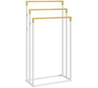 kleankin Porta Asciugamani a 3 Sbarre in Bambù e Acciaio e Color Legno
