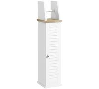 kleankin Portarotolo per wc con armadietto e ripiano regolabile mobile moderno da terra per il bagno 18 x 20 x 80 cm bianco