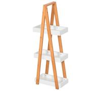 kleankin Scaffale Salvaspazio da Bagno 30x18x81cm Color Legno e Bianco
