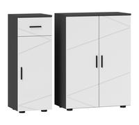 kleankin Set Armadietto a 2 Ante e Mobile Bagno con Cassetto e Armadietto Grigio