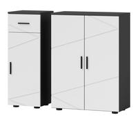 kleankin Set Armadietto Bagno a 2 Ante e Mobile con Cassetto e Armadietto Grigio