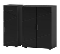 kleankin Set Armadietto Bagno a 2 Ante e Mobile con Cassetto e Armadietto Nero