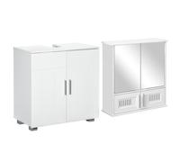 kleankin Set da Bagno 2 Pezzi con Mobile Sotto Lavabo a U e Pensile con Specchio