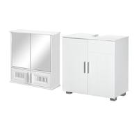 kleankin Set da Bagno 2 Pezzi con Mobile Sottolavabo a U e Mobile con Specchio