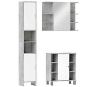 kleankin Set Mobile Sottolavabo, Colonna Bagno e Armadietto Specchiera, Grigio
