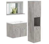 Kleankin Set Mobili Bagno 4 Pz Murale Grigio Specchio Lavabo Armadio