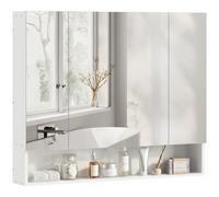 kleankin Specchiera Bagno con Armadietto 3 Ante e Ripiani Regolabili Bianco