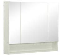 kleankin Specchiera Bagno con Armadietto 3 Ante e Ripiani Regolabili Bianco