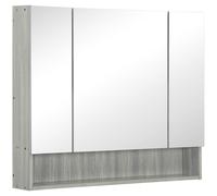 kleankin Specchiera Bagno con Armadietto 3 Ante e Ripiani Regolabili Bianco