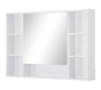 kleankin Specchiera Bagno con Armadietto con Anta Specchiata e Mensole Bianco