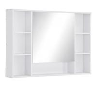 kleankin Specchiera Bagno con Mensole Aperte e Armadietto con Anta Specchiata, Mobiletto Bagno Salvaspazio Bianco, 100x15x70cm