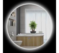kleankin Specchio Bagno a Parete con Luci LED Regolabili, Interruttori Touch e Design Antiappannamento, Metallo e Vetro, Ø70x3.5 cm Aosom Italy