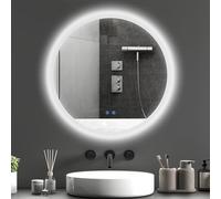kleankin Specchio Bagno con Luce LED Ø60 cm, 3 Colori Luce, 3000-6500K