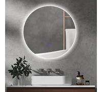 kleankin Specchio Bagno con Luce LED Rotondo 70cm, 3 Colori, 3000-6500K