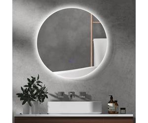 kleankin Specchio Bagno con Luce LED Rotondo 70cm, 3 Colori, 3000-6500K