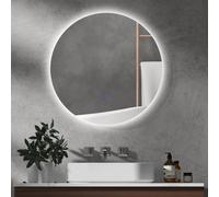 kleankin Specchio Bagno con Luce LED Rotondo 70cm, 3 Colori, 3000-6500K, Specchi