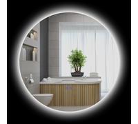 kleankin Specchio Bagno con Luci LED, Controllo Touch e Antiappannamento Ø60 cm