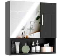 kleankin Mobile Bagno Armadietto Specchiera a 2 Ante e Ripiano Aperto