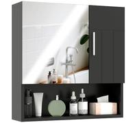 kleankin Mobile Bagno Armadietto Specchiera a 2 Ante e Ripiano Aperto